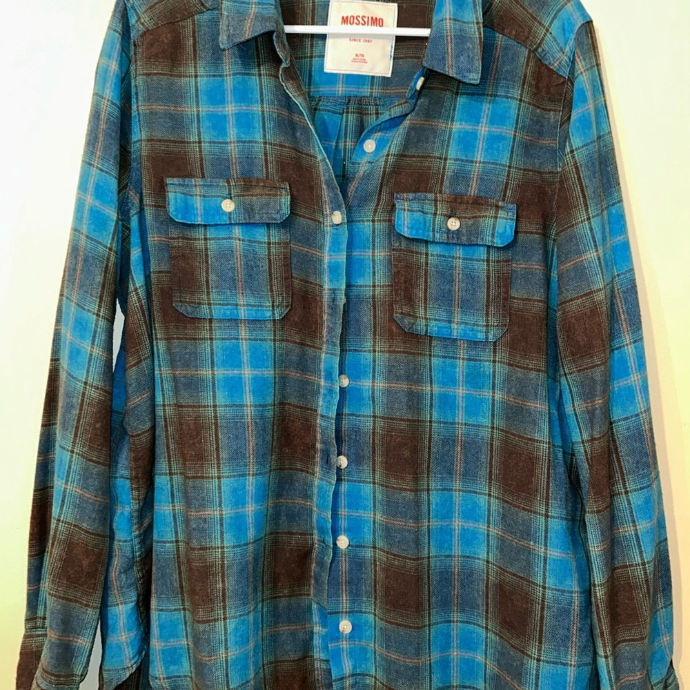 Mossimo Supply Co. Blue and Brown Checkered Shirt